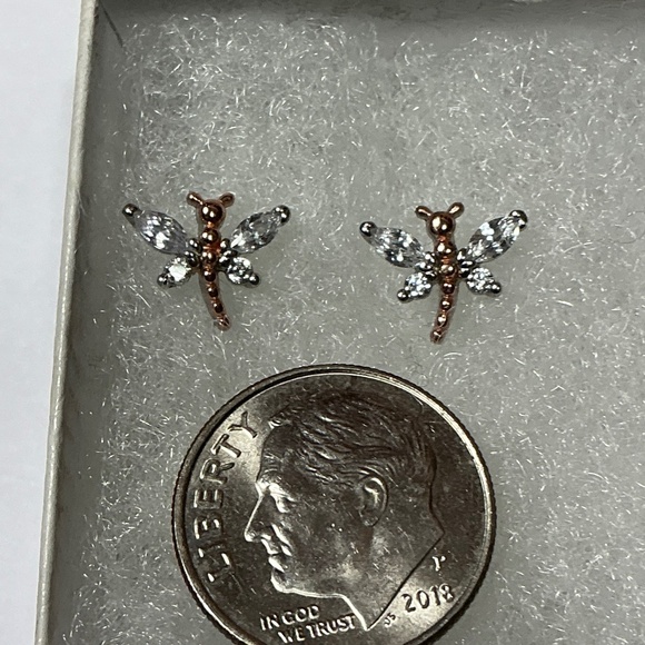 Sterling Silver Dragonfly Stud Earrings - Picture 2 of 6